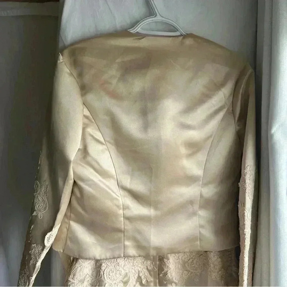 LanTing Mother of the Bride Tan Dress with  Lace - Picture 3 of 12